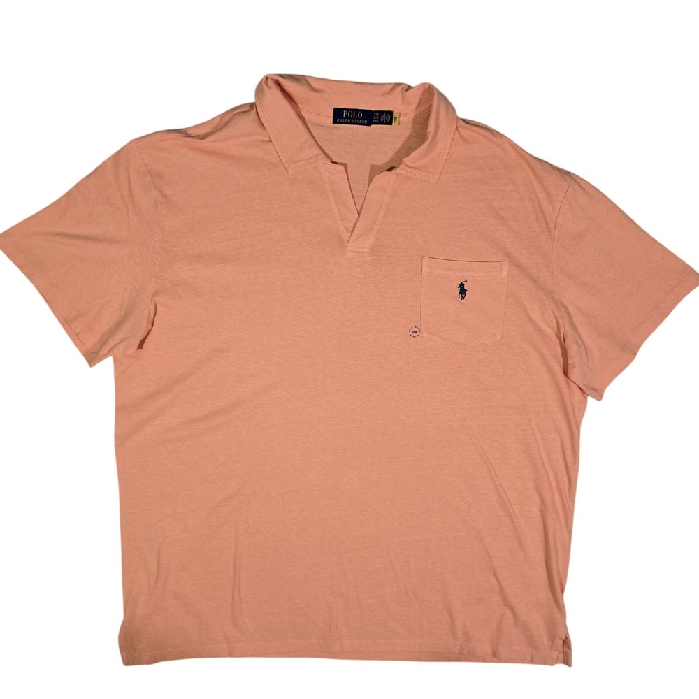 NWOT Polo Ralph Lauren Mens 2XB‎ Cotton Linen Johnny Collar Polo Shirt 2XL Big